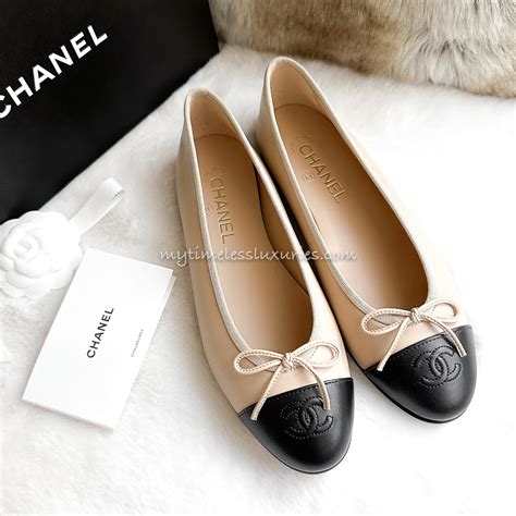 chanel ballet flats beige and black|where to buy Chanel flats.